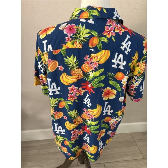 Los Angeles Dodgers MLB Hawaiian Floral Fruits Logo Shirt Men's Size Large - Picture 7 of 16